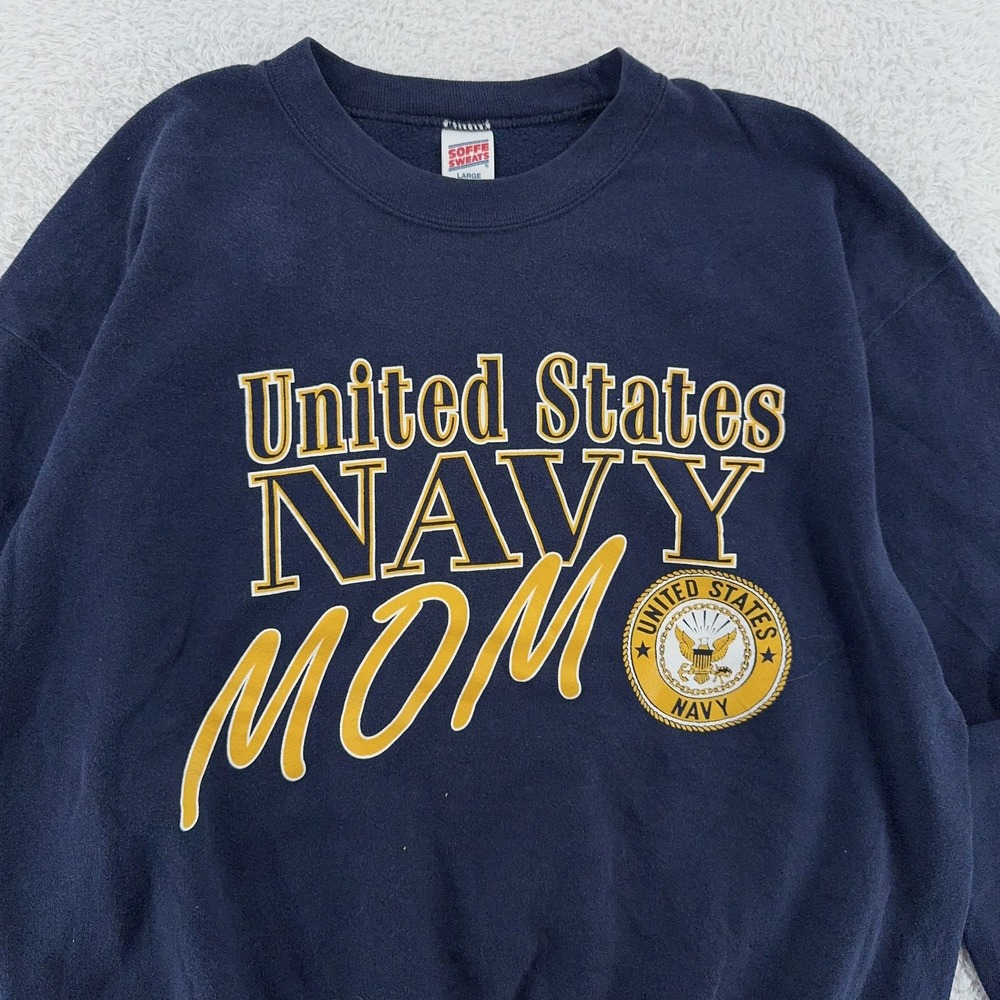 Vintage United States Navy‎ Mom Sweatshirt Medium Military Crewneck USA Pullover
